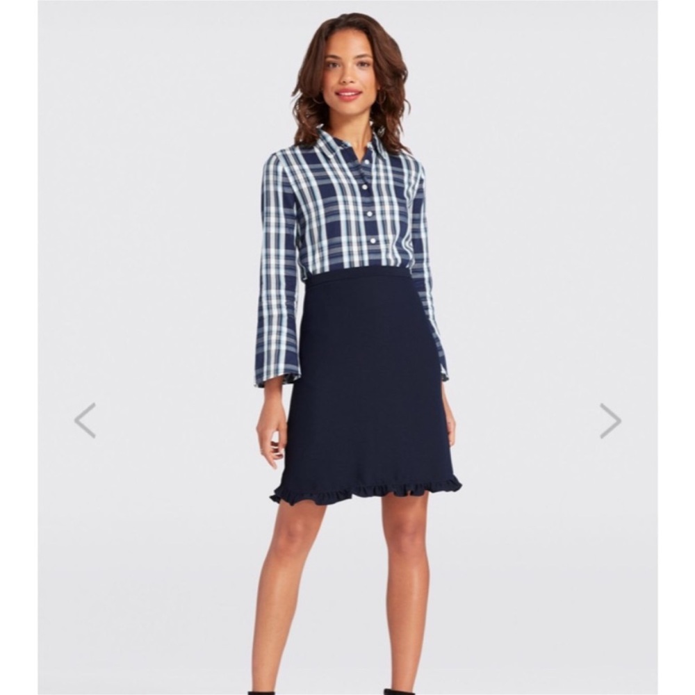 Draper James Wave Ruffle Skirt- Navy, Size 10